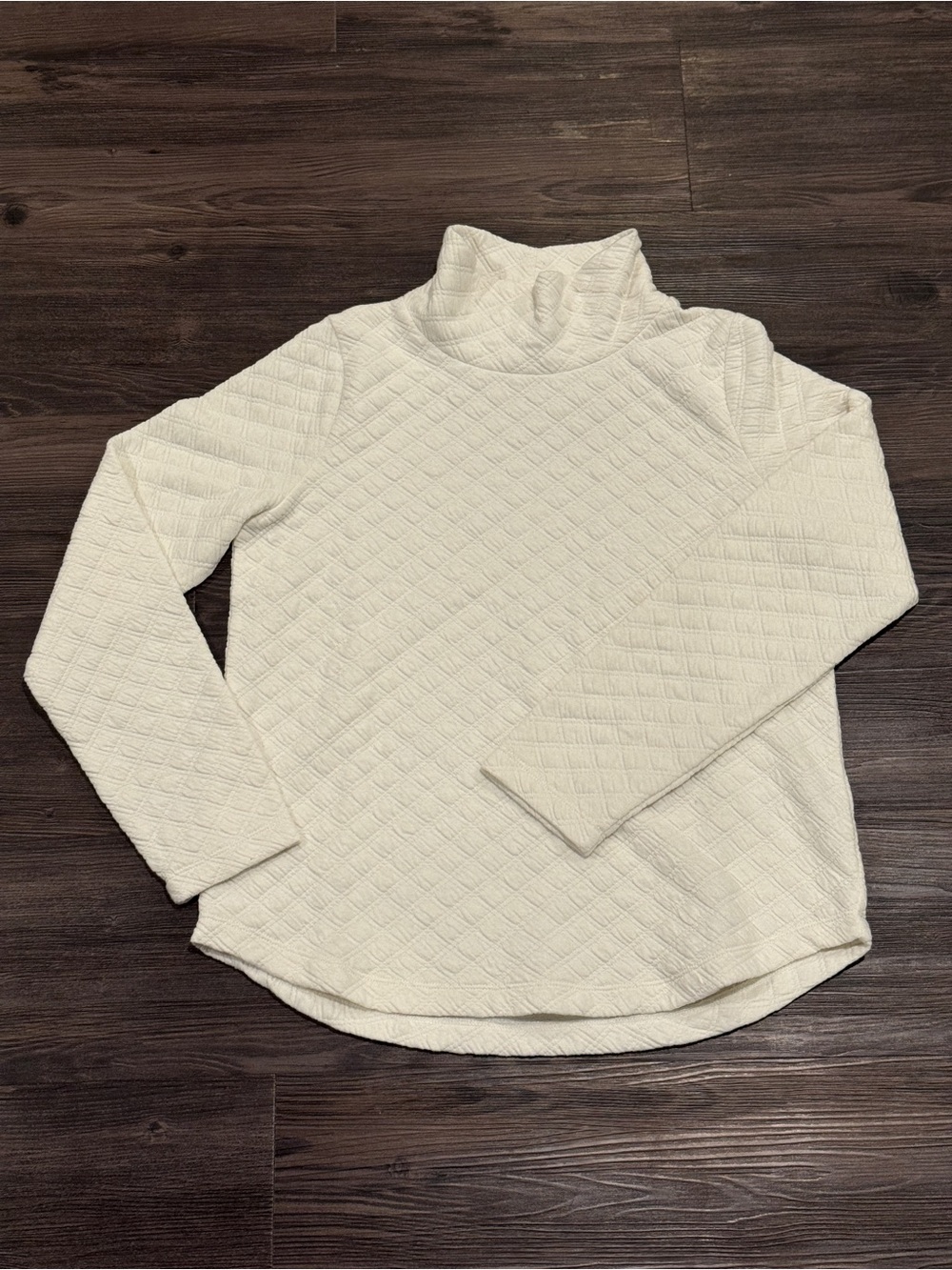 J.Crew Pullover Womens XS Ivory Quilted Diamond Mock Neck Funnel Long Sleeve Top